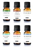 Aromatherapy Essential Oil Blend (Set of 6) by Kate Blanc. Pure Therapeutic Grade Oils 10 ml Blends Include Breathe, Health Guardian, Stress Relief, Deep Tissue, Head Relief, Relaxation