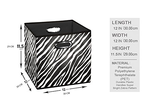 (6 Pack, ZEBRA) Storage Bins (Large), Containers, Boxes, Tote, Baskets| Collapsible Storage Cubes For Household Organization | Plastic Dual Handle | Storages Drawer â€¦ (6PK, Zebra Large)
