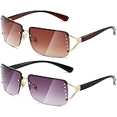 MASDUN Stylish Rimless Frameless Rectangle Sunglasses for Womens Surrounded designer trendy men