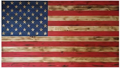 Sawdust Addicts Rustic Handmade American Flag, 13" L x 24" H, Red/White/Blue