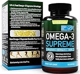 Omega 3 Supreme Strength 1400 mg - High EPA DHA Fish Oil (3 MO. SUPPLY*) 180 Burpless Softgels, MSC Certified & 3rd Party Tested - Improved Absorption