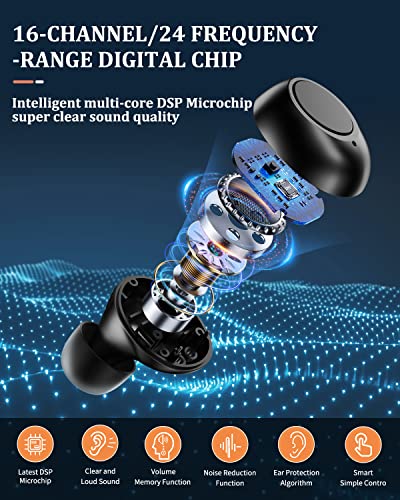 Hearing aid, Rechargeable Hearing Aids for Seniors & Adults, HealthTree Digital Hearing Personal Amplifiers Sound Amplification with Portable Charging Case Black