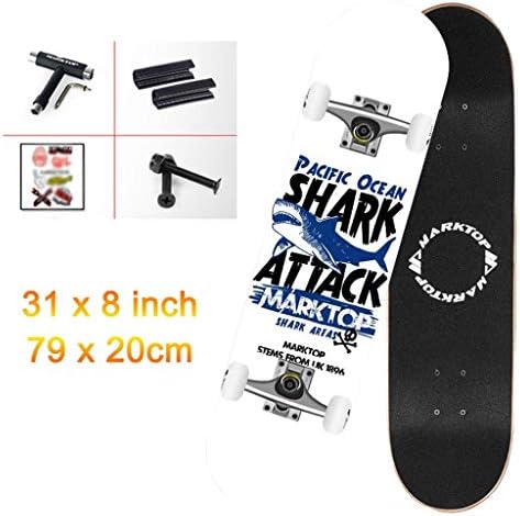 初心者のためのスケートボード 市場 スケートボードクルーザーの31inch キッズ 子供 中学生 男の子と女の子のためのダブルキック凹面デッキ7層メープル 大人 ハイウェイストリートスクーター