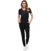 M&M SCRUBS Women’s Jogger Scrub Set - Soft Stretch V-Neck Top & Cargo Pants Medical Nursing Uniforms Regular/Petite