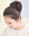 Gracefulvara Wavy Curly Synthetic Bun Cover Hairpiece Clip in Scrunchie Hair Extensions Chic (Dark brown)