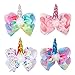 Ncmama 7 Inch Unicorn Hair Bows Girls Boutique Party Hair Clip For Children Kids Pack of 4