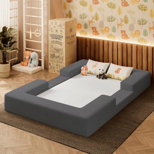 Cama Montessoriana Berço Infantil 100% Espuma Balaqui Decor Cor:grafite