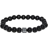 HZHRony Lava Rock Beads Chakra Bracelet 8mm Natural Stone Stretch Bracelet 7" Semi Precious Reiki Healing Crystals Beaded Bracelet for Women Men