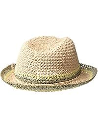 Steve Madden Fedora de mujer de rafia con pajita de ganchillo
