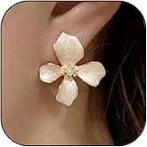 Gold Flower Earrings for Women Large White Statement Flower Earrings Big Pink Floral Stud Earrings Summer Spring Jewelry