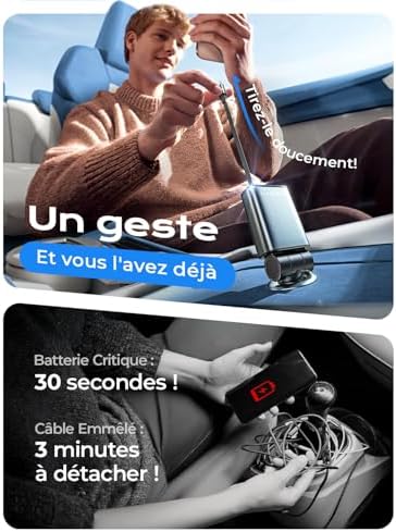 Chargeur Voiture Allume Cigare USB C,Chargeur 3-en-1 57W avec Câble Rétractable, Accessoire Voiture Interieur Cabriolet pour iPhone 17 16 15 Air Pro Max Samsung S25 S24 Ultra Xiaomi 14T 15