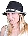 Multicolor Woven Fedora Sun Hat - Black