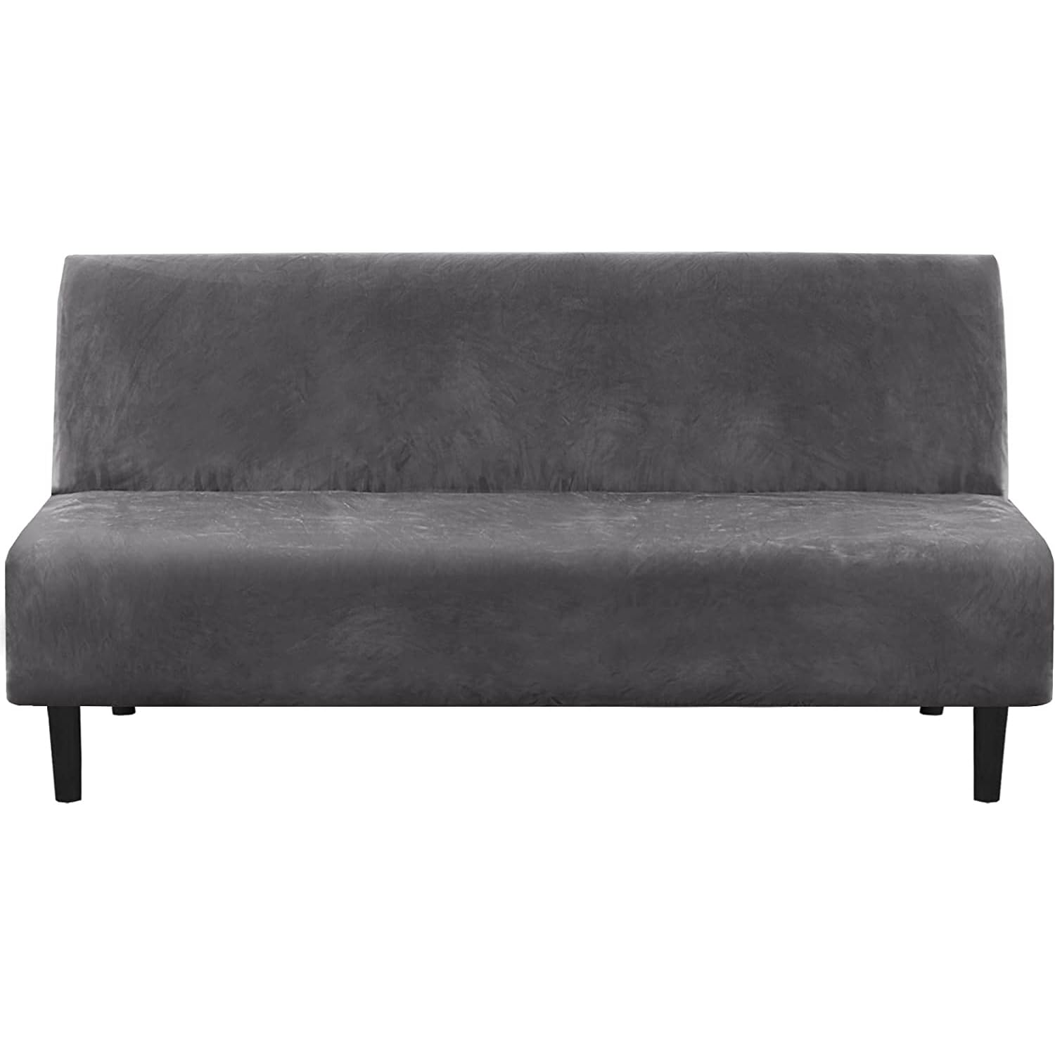 Photo 1 of H.VERSAILTEX Real Velvet Futon Cover Armless Sofa Covers Sofa Bed Covers Stretch Futon Couch Cover Sofa Slipcover Furniture Protector Thick Soft Velvet Fabric Form Fitted Stay in Place, Grey