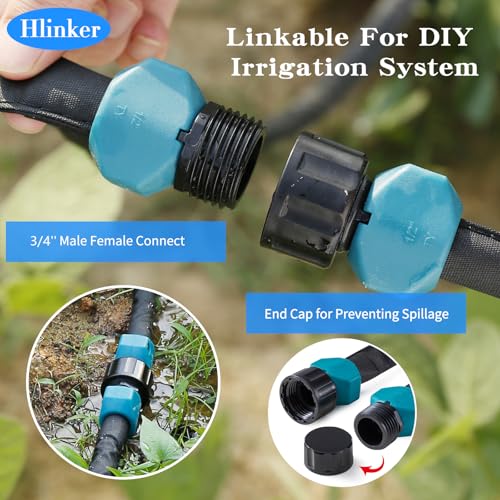 Hlinker 2026 Flat Soaker Hose 100 ft (50ft 2Packs) with Stake for photo 9
