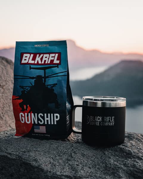 BLACK RIFLE COFFEE COMPANY GROUND COFFEE LIGHT ROAST – ROASTED BLEND MADE FROM PURE ARABICA BEANS – COLOMBIAN & BRAZILIAN BEANS – VETERAN FOUNDED & AMERICAN MADE (GUNSHIP ROAST, 12OZ BAG)