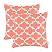 CaliTime Pack of 2 Soft Canvas Throw Pillow Covers Cases for Couch Sofa Home Decor Modern Quatrefoil Accent Geometric 18 X 18 Inches Coral Pink