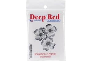 Deep Red Stamps Dogwood Flowers Rubber Cling Stamp 1.75 x 2.1 inches