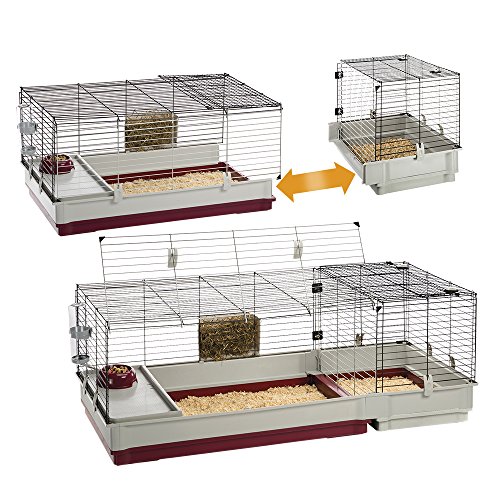 Ferplast Krolik XXL Rabbit Cage w/Wire Extension | Rabbit Cage Includes All Accessories & Measures 63.8L x 23.62W x 19.68H Inches | 1-Year Warranty