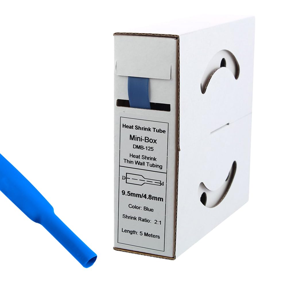 Offgridtec Heat Shrink Tube 5 m 9.5 mm > 4.8 mm Blue Dispenser Box Workshop Car