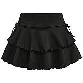 SOLY HUX Girl's Cute Mini Skirts High Waisted Ruffle Layered Skirts Swing Flowy Skater Tennis Skirt