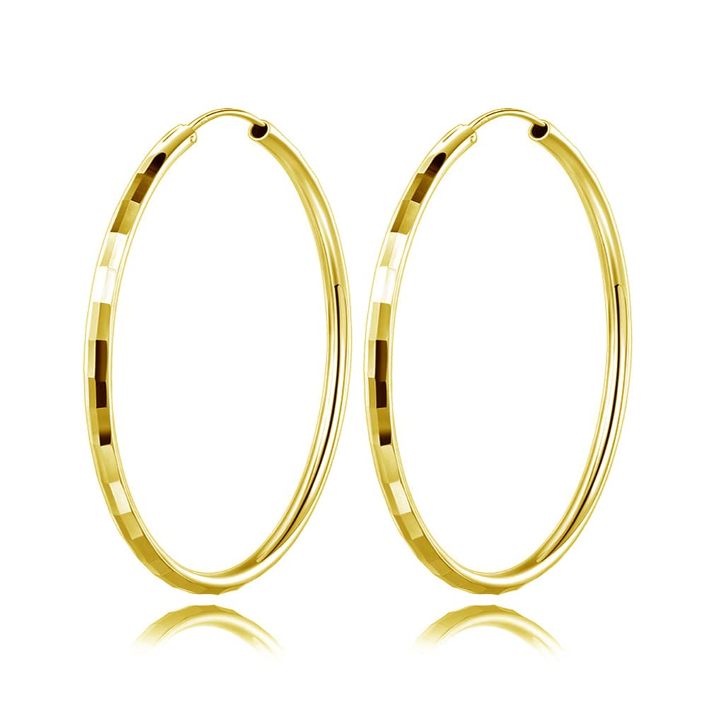 Zolkamery Silver Hoops Earrings for Women, 925 Sterling Silver Gold Big Hoop Earrings, 45mm Large Circle Creole Huggie Hinged Earrings, Big Earrings Allergy Free Christmas Birthday Jewellery Gift