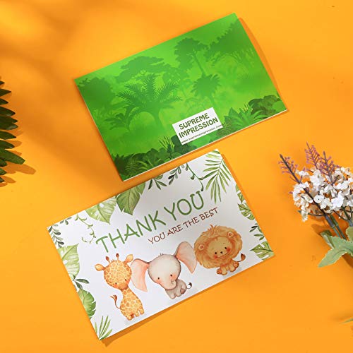 Thank You Cards Baby Shower 24 Pack of Jungle Safari Cute Zoo Animal