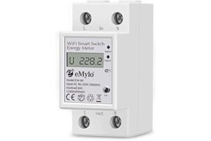 eMylo Smart Single-Phase Electric Meter DIN-Rail Electricity Usage Monitor Switch Meter AC90-250V 60A, WiFi Digital Electrici