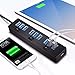 USB 3.0 Hub, Hhusali USB 3.0 SuperSpeed 10-Port Hub with Power Switches,LED Indicator and Power Adapter