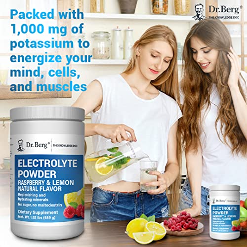Dr. Berg's Electrolyte Powder, Raspberry & Lemon Natural Flavor