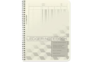 BookFactory Accounting Ledger Notebook/ 4 Column Accounting Ledger Columnar (Four Columns) Log Book - 8.5'' x 11'', 100 Pages, Wire-O Format (Made in USA)