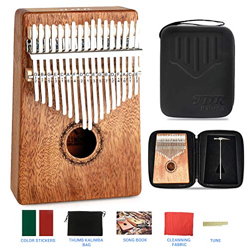 JDR 17 Keys kalimba, Thumb Piano with EVA Waterproof Hard Protective Case, Tuning Hammer and Music book, Unique and great birthday gift for musicians or kids without any musical basis (Best Gifts For Musicians)