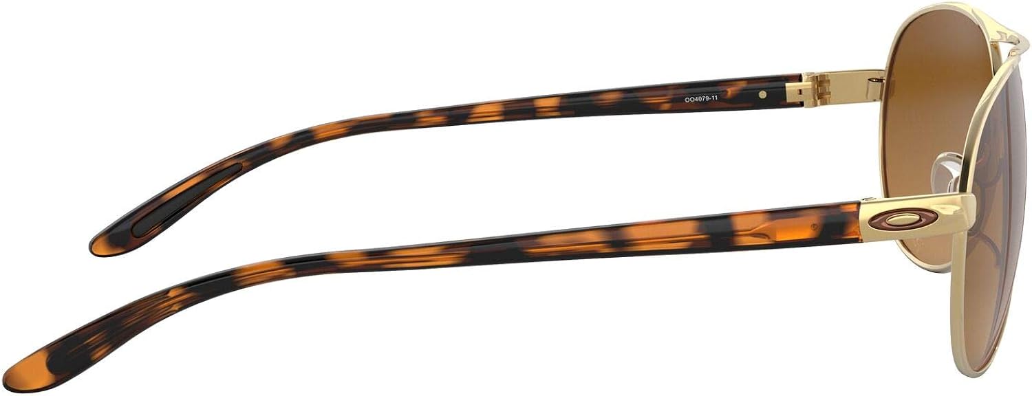 Oakley Women's OO4079 Feedback Metal Sunglasses, Polished Gold/Brown Gradient Polarized, 59 mm: Clothing