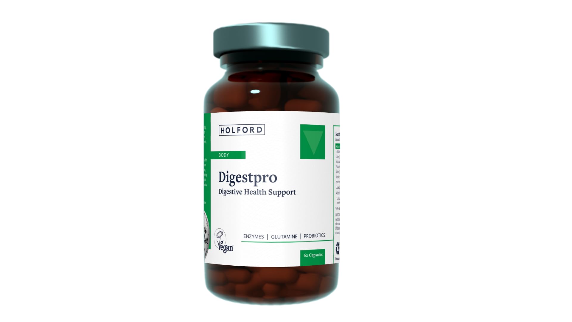 Patrick HOLFORD Digestpro/Multi Strain Biotic/for Healthy Digestion/Enzymes, Glutamine, Probiotics / 1 Bn Live Bacteria/Lactobacillus/Bifidobacteria / 60 Capsules/Vegan/for Women & Men