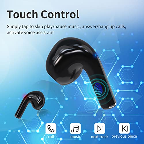 Wireless Earbud Bluetooth 5.0 Headphones with Charging Case and Mic, 24H Cyclic Playtime Touch Control Deep Bass Mini Earbuds TWS Earphones Hi-Fi Stereo Sound Headset for Workout Running Travel