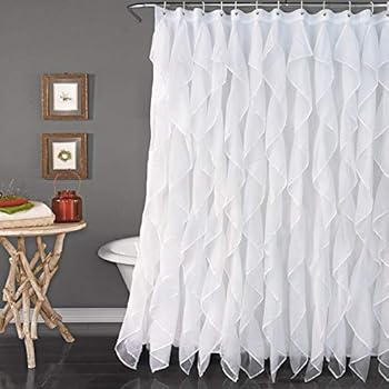 Shower Curtains 1pc Navy Solid Ruffle Gypsy Bathroom Bath Shower