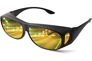 FIMOSON Night Driving Glasses Anti Glare Polarized Night Vision Glare Reducing Fit Over Driving Sunglasses for Men and Women