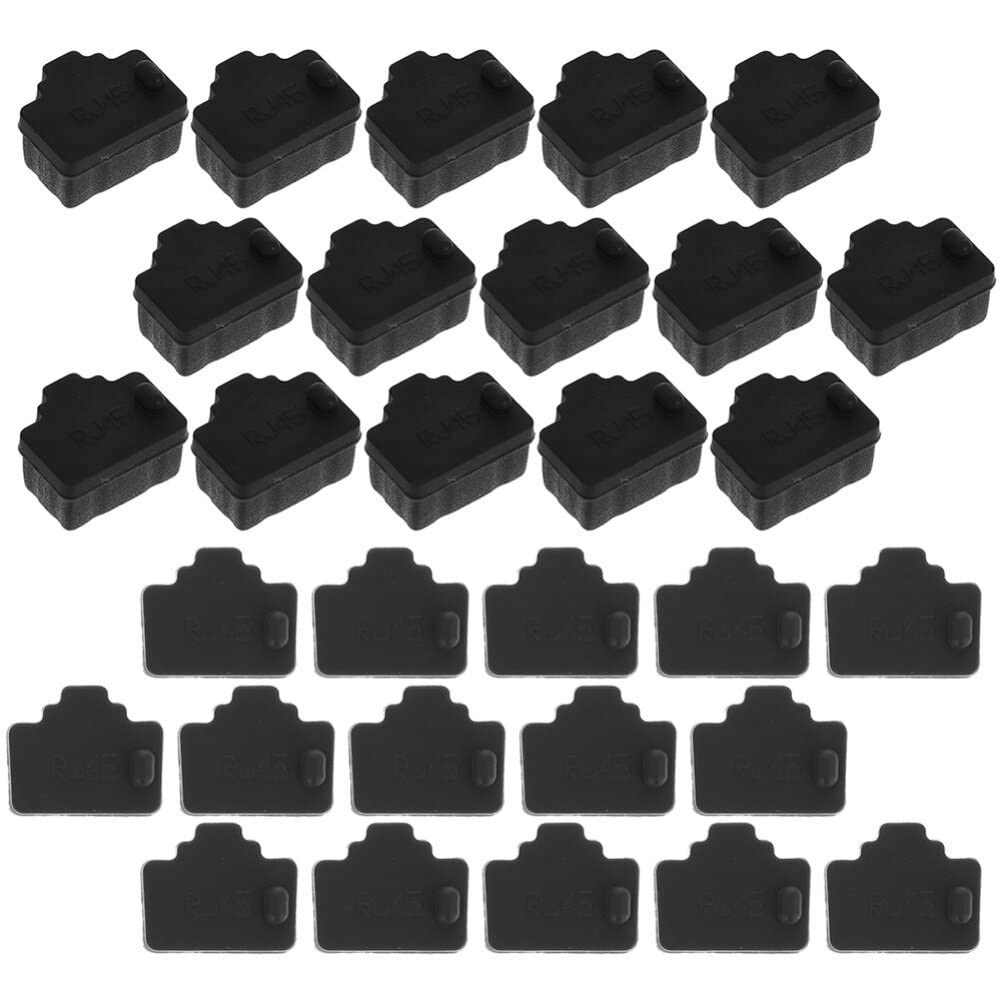 Hemobllo Ethernet 4 Port Ethernet Hub Port RJ45 Anti Dust Cover - 50 Pcs Silicone Dust Plugs RJ45 Cover Plug Protector Cap, Black Unmanaged