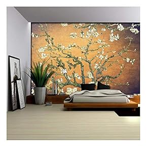 Orange with Purple Vignette Almond Blossom by Vincent Van Gogh - Wall Mural, Removable Sticker, Home Decor - 100x144 inches