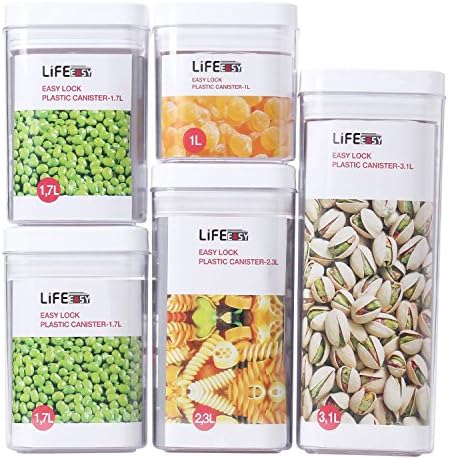 Lifeeasy 5 pieces good sealing 10.36-Quart Storage Container