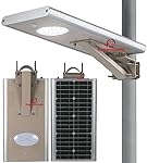 15 Watt LED Solar Street Light - Over 1,500 Lumen - All in One LED Solar Post Light - Solar Pole Light - Professional Grade Street Solar Light - Solar Powered with Lithium Ion Battery Included