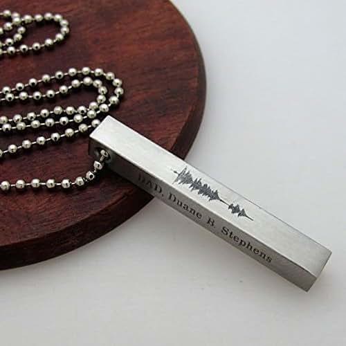 Custom Engraved Sound Wave Pendant Necklace