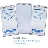Graph Paper Notebook 8" x 4" - Reversible 4 / 5 Square (3 Pack)