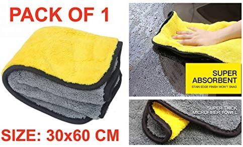 Adoniz Extremely Soft Absorbent 850 GSM Car Wash Microfiber Thick Plush Cloth for Washing Cleaning Drying Wax Polishing (Random Colour)