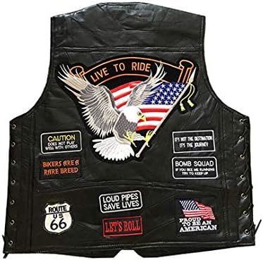 SAFETNG Genuine Leather Motorcycle Vest Punk Retro Classic Patches Motorcycle Jacket Biker Club Casual Clothing