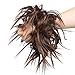 Fluffy Tousled Scrunchie Hair Bun With Elastic Rubber Band Premium Wrap On Hair Extensions Updo Chignon Donut Messy Ponytail Hairpiece Synthetic Wavy For Women(LIght Auburn Mix Dark Brown)
