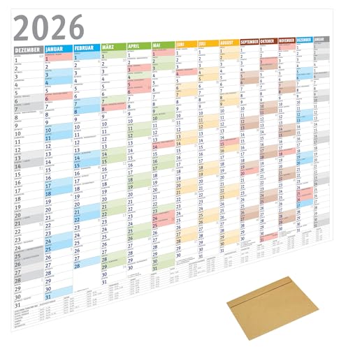 51Dpiw1gidL Din A1 Wandkalender Für 2026, 14 Monate, Jahreskalender Monatsübersicht, (84,1 Cm X 59,4 Cm),Planer Termine, Bspw. Für Büro, Zuhause, Jahresplaner, Monatsplaner, Familienkalender, Kalender Gefaltet