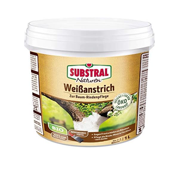 Naturen Bio Weißanstrich, Baumanstrich zum Weißen von Bäume gegen Frostschäden an Obst und Ziergehölzen, 1 Liter