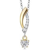 Gem Stone King 925 Silver and 10K Yellow Gold Gemstone Birthstone and Lab Grown Diamond Infinity Pendant Necklace for Women | Heart Shape 4MM and Round 1MM | With 18 Inch Chain