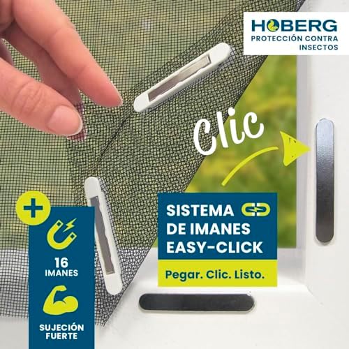 Rede Mosquiteira de Janela com Acessório Magnético Inovador | Rede mosquiteira Cortável individualmente até 150 x 130 cm, sem furar ou aparafusar | Fixação de rede mosquiteira com 16 ímanes [Preto]