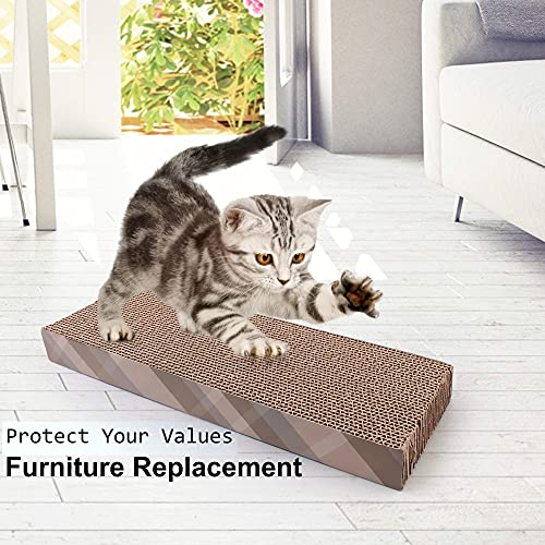 PrimePets Cat Scratcher Cardboard, 2 Pack Recycle Corrugated Cat Scratching Pad, Reversible